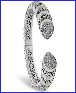 DEVATA Bali Filigree Silver 925 Bracelet 18KGold Cubic Zirconia DVK6555CZ Sz M/L