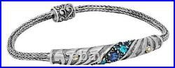 DEVATA Bali Sterling Silver 925 18K Gold Bracelet Blue Cubic Zirconia DVK9555SP