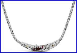 DEVATA Bali Sterling Silver 925 Necklace 18K Gold Red Cubic Zirconia DVT9553RB