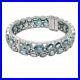 De Buman 2-Row Blue Cubic Zircon Sterling Silver Elegant Bangle Bracelet, 8.5'