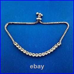 Designer 925 Sterling Silver Cubic Zirconia Adjustable Lariat Tennis Bracelet