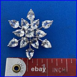 Designer 925 Sterling Silver Cubic Zirconia CZ Floral Snowflake Brooch Pendant
