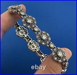 Designer 925 Sterling Silver Cubic Zirconia Floral Flower Panel Tennis Bracelet