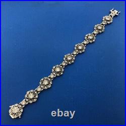 Designer 925 Sterling Silver Cubic Zirconia Floral Flower Panel Tennis Bracelet