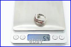 Designer BBJ Garnet Cubic Zirconia Sterling Silver Ring SZ 8.75