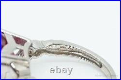 Designer BBJ Lab Ruby Heart Cubic Zirconia Sterling Silver Ring Size 9