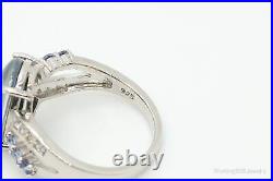 Designer BBJ Opal Iolite Cubic Zirconia Sterling Silver Ring Size 8