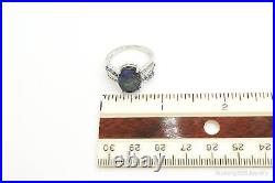 Designer BBJ Opal Iolite Cubic Zirconia Sterling Silver Ring Size 8