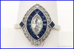 Designer DK Sapphire Cubic Zirconia Sterling Silver Ring Size 9.25
