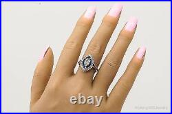 Designer DK Sapphire Cubic Zirconia Sterling Silver Ring Size 9.25