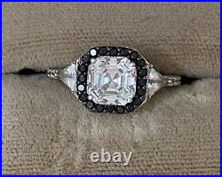 Designer EFFY Sterling Silver 925 Cubic Zirconia Black Pave Ring Size 7