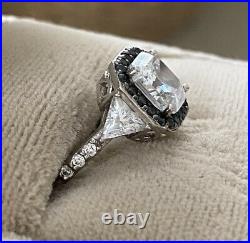 Designer EFFY Sterling Silver 925 Cubic Zirconia Black Pave Ring Size 7