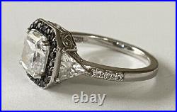 Designer EFFY Sterling Silver 925 Cubic Zirconia Black Pave Ring Size 7