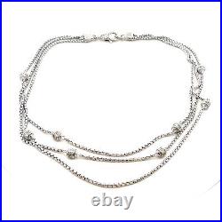 Designer Judith Ripka 925 Sterling Silver Cubic Zirconia Layering Chain Necklace