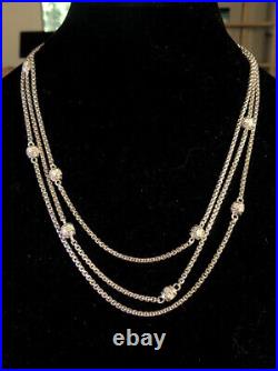 Designer Judith Ripka 925 Sterling Silver Cubic Zirconia Layering Chain Necklace