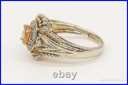 Designer Orange Topaz Cubic Zirconia Gold Vermeil Sterling Silver Ring Size 7