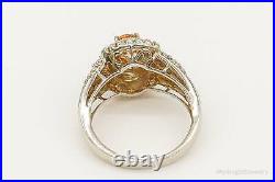 Designer Orange Topaz Cubic Zirconia Gold Vermeil Sterling Silver Ring Size 7