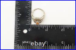 Designer Orange Topaz Cubic Zirconia Gold Vermeil Sterling Silver Ring Size 7