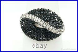 Designer SD Black Onyx Cubic Zirconia Sterling Silver Ring Size 8