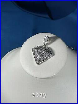 Diamnd Style 925 Sterling Silver Pendant Cubic Zirconia Stones Iced Out White