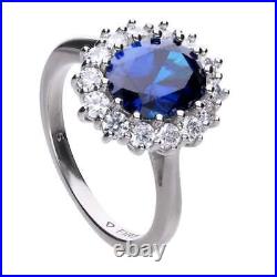 Diamonfire Silver Cluster Ring R3663 Blue Cubic Zirconia