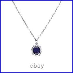 Diamonfire Sterling Silver Necklace Blue Cubic Zirconia Pendant P4658