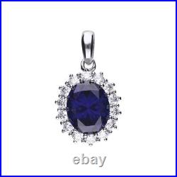 Diamonfire Sterling Silver Necklace Blue Cubic Zirconia Pendant P4658