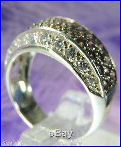 Diamonique Chocalote Cubic Zircona STERLING SILVER 0.925 Estate Ring size 8 or Q