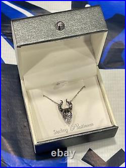 Disney Parks Sleeping Beauty Maleficent Silver Pendant Necklace Cubic Zirconia