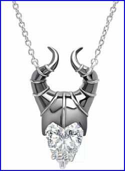 Disney Sleeping Beauty Maleficent 925 Silver Pendant Necklace Cubic Zirconia