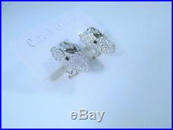 ELEPHANT EARRINGS White & Emerald color Cubic Zirconia 925 STERLING SILVER