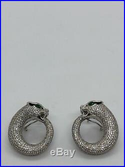 Earrings Sterling Silver 925 Cubic Zirconia Panther