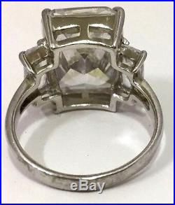 Emerald Cut Crystal Cubic Zirconia Size 8.5 Statement Ring. 925 Silver CZ