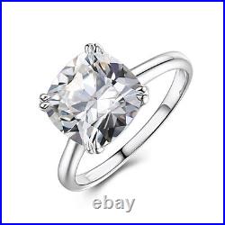 Engagement Jewelry Sterling Silver 4.6CT Cushion Cubic Zirconia Solitaire Ring