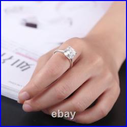 Engagement Jewelry Sterling Silver 4.6CT Cushion Cubic Zirconia Solitaire Ring