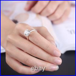 Engagement Jewelry Sterling Silver 4.6CT Cushion Cubic Zirconia Solitaire Ring