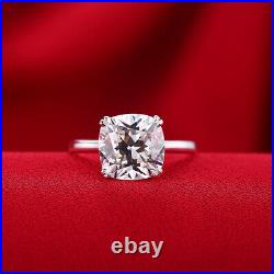 Engagement Jewelry Sterling Silver 4.6CT Cushion Cubic Zirconia Solitaire Ring