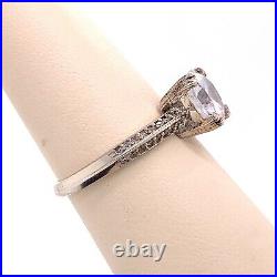 Estate Sterling Silver & Cubic Zirconia Engagement Style Size 8 Ring! 29