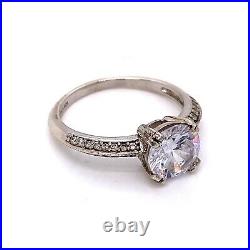 Estate Sterling Silver & Cubic Zirconia Engagement Style Size 8 Ring! 29