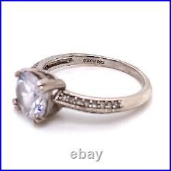 Estate Sterling Silver & Cubic Zirconia Engagement Style Size 8 Ring! 29