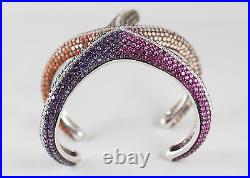 Estate Sterling Silver and Cubic Zirconia Star Fish Bangle Bracelet