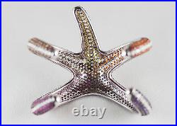 Estate Sterling Silver and Cubic Zirconia Star Fish Bangle Bracelet