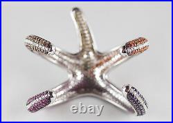 Estate Sterling Silver and Cubic Zirconia Star Fish Bangle Bracelet