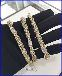 Exclusive 2 Tone 925 Sterling Silver Cube CAGE Chain Gents Cubic Zirconia Stones