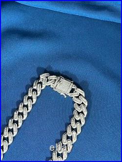 Exclusive Baguette Cuban Style 925 Sterling Silver Chain Iced Out Blingy Cubics