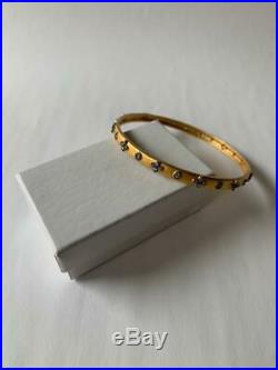 FRIEDA ROTHMAN 14K Gold Vermeil Handset Cubic Zirconia Bangle Bracelet $295 Dbag