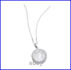 Floating Cubic Zirconia Pendant & Chain Sterling Silver