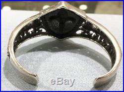 Flor De Lys Sterling Silver Cuff With Black Cubic Zirconia Stones
