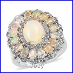 For Women Jewelry 925 Sterling Silver Opal Cubic Zirconia CZ Ring Size 8 Ct 8.3