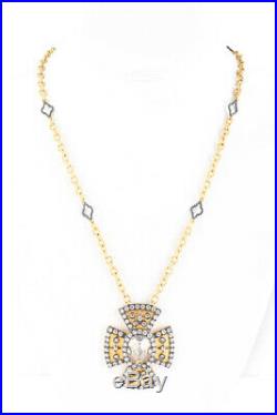 Frieda Rothman Gold Plated Sterling Silver Cubic Zirconia Pendant Necklace